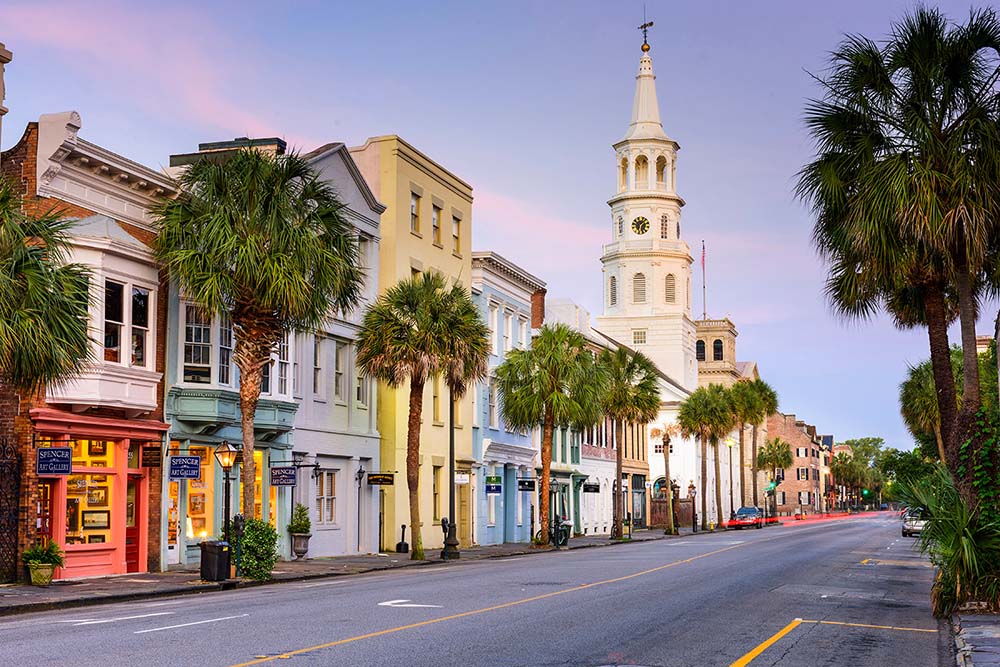 Broad Street in the French Quarter inside Charlestown, South Carolina