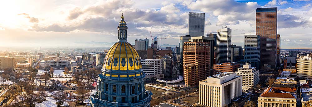 Aerial view of downtown Denver, Colorado