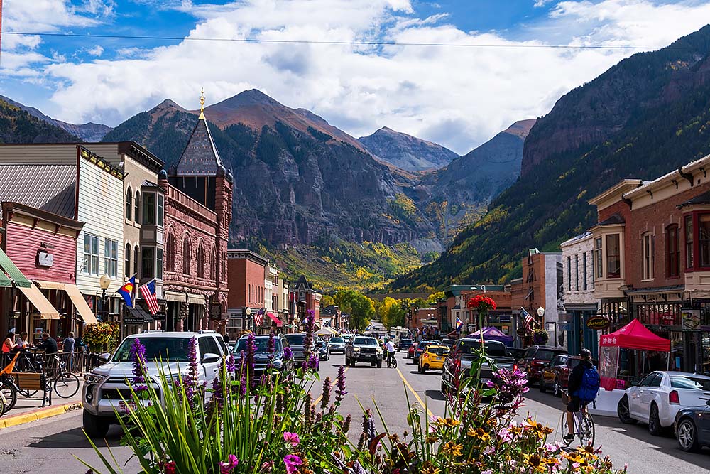Colorado Avenue, in downtown Telluride, Colorado