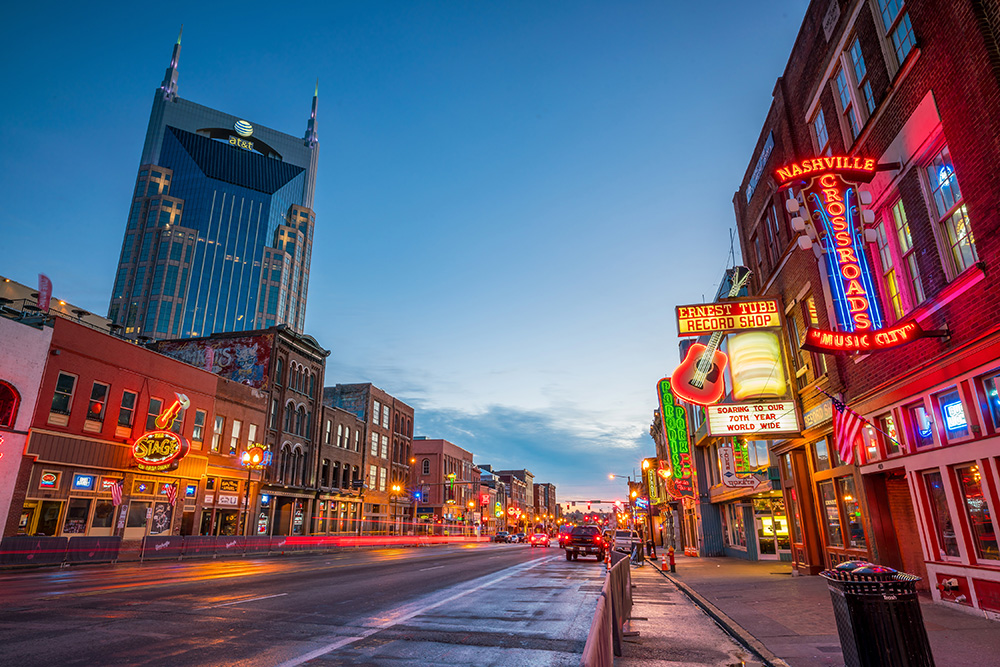 Nashville, TN lower Broadway entertainment area