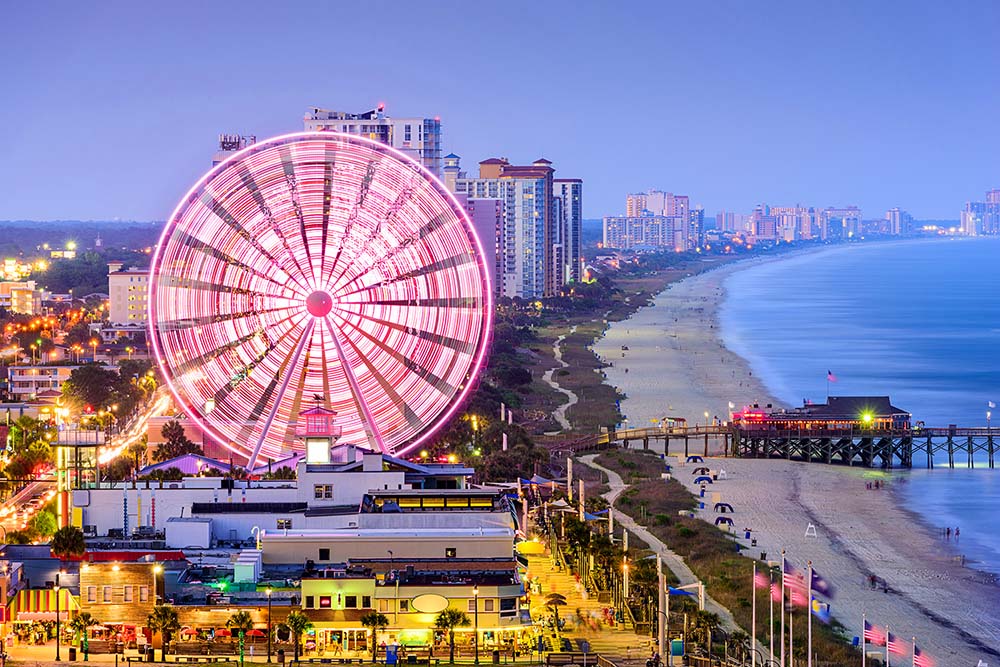 Many family activities are available along the boardwalk in Myrtle Beach, South Carolina