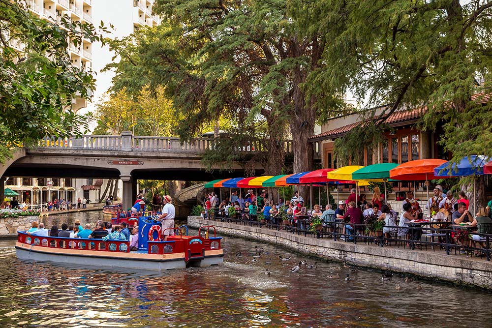 Riverwalk running through downtown San Antonio, Texas