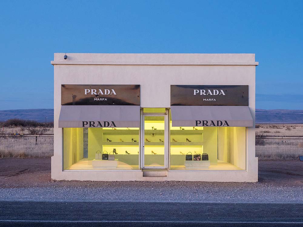 Prada Marfa is a permanent sculptural art installation by artists Elmgreen & Dragset, located along U.S. Route 90 in Jeff Davis County, Texas