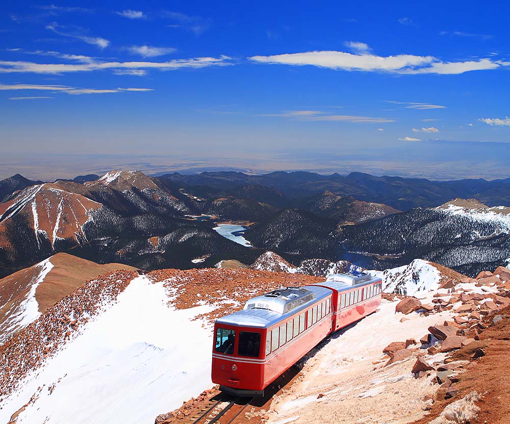 Train on the top of Pikes Peak Mountain Colorado